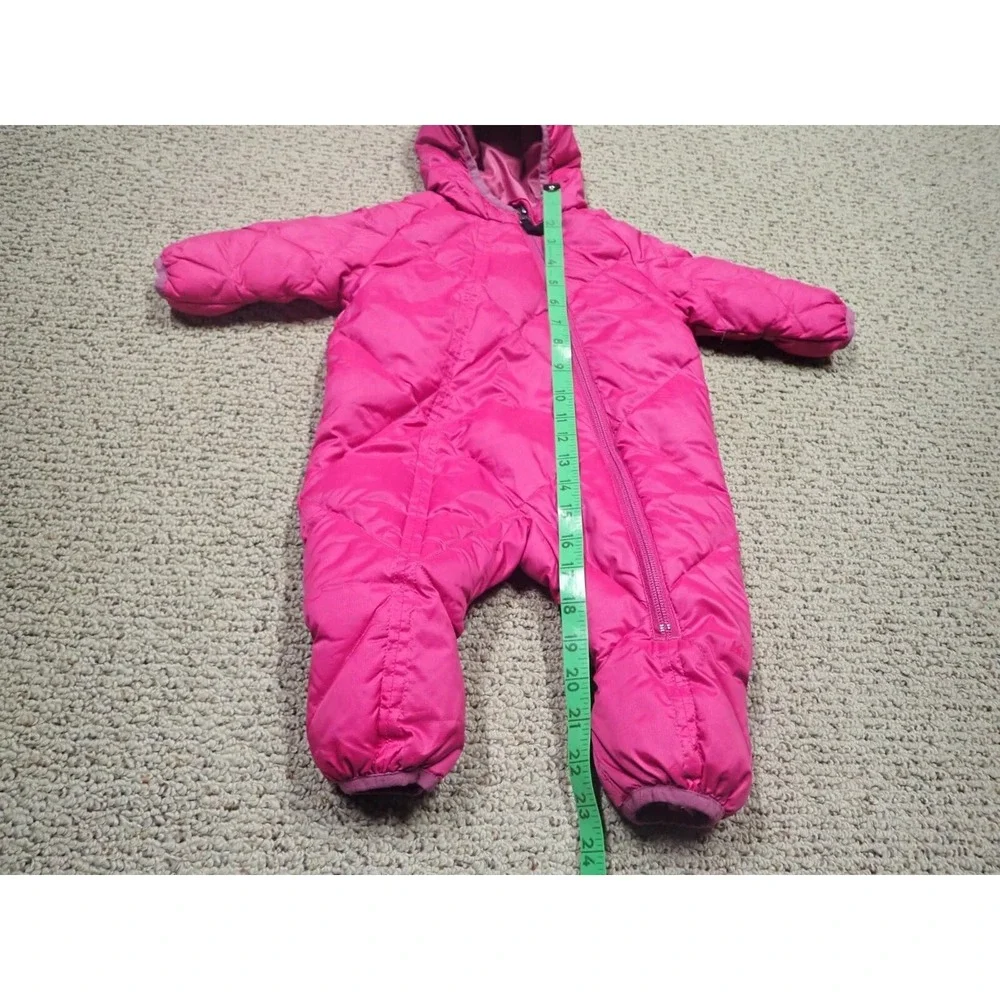 REI Bunting‎ Snowsuit Girls 6M Pink Excellent Down Insulated Quilted Hooded